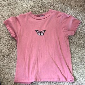 Pink butterfly Brandy Melville t-shirt.